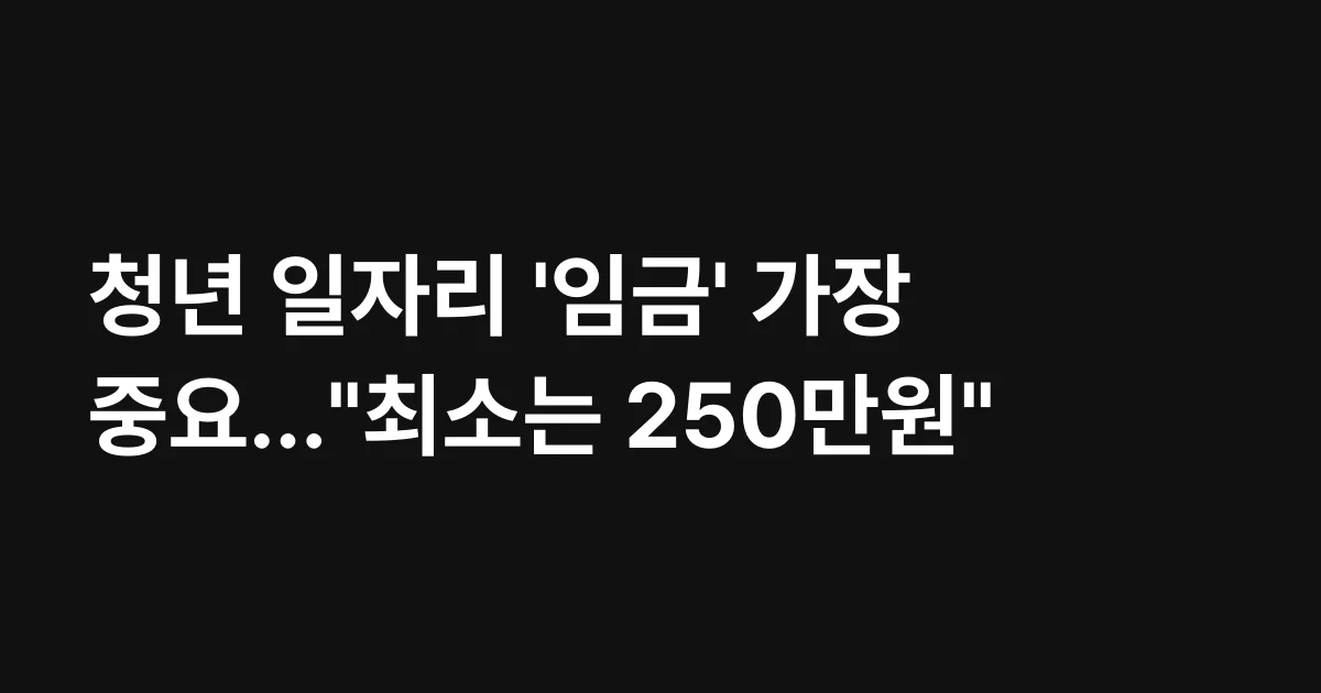 청년 일자리 '임금' 가장 중요…"최소는 250만원"