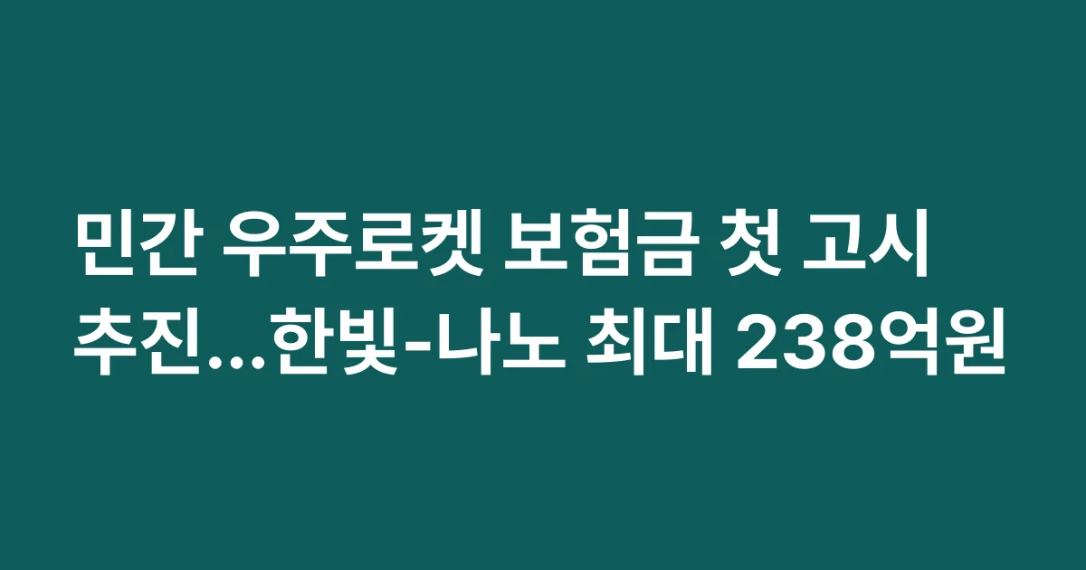 민간 우주로켓 보험금 첫 고시 추진…한빛-나노 최대 238억원